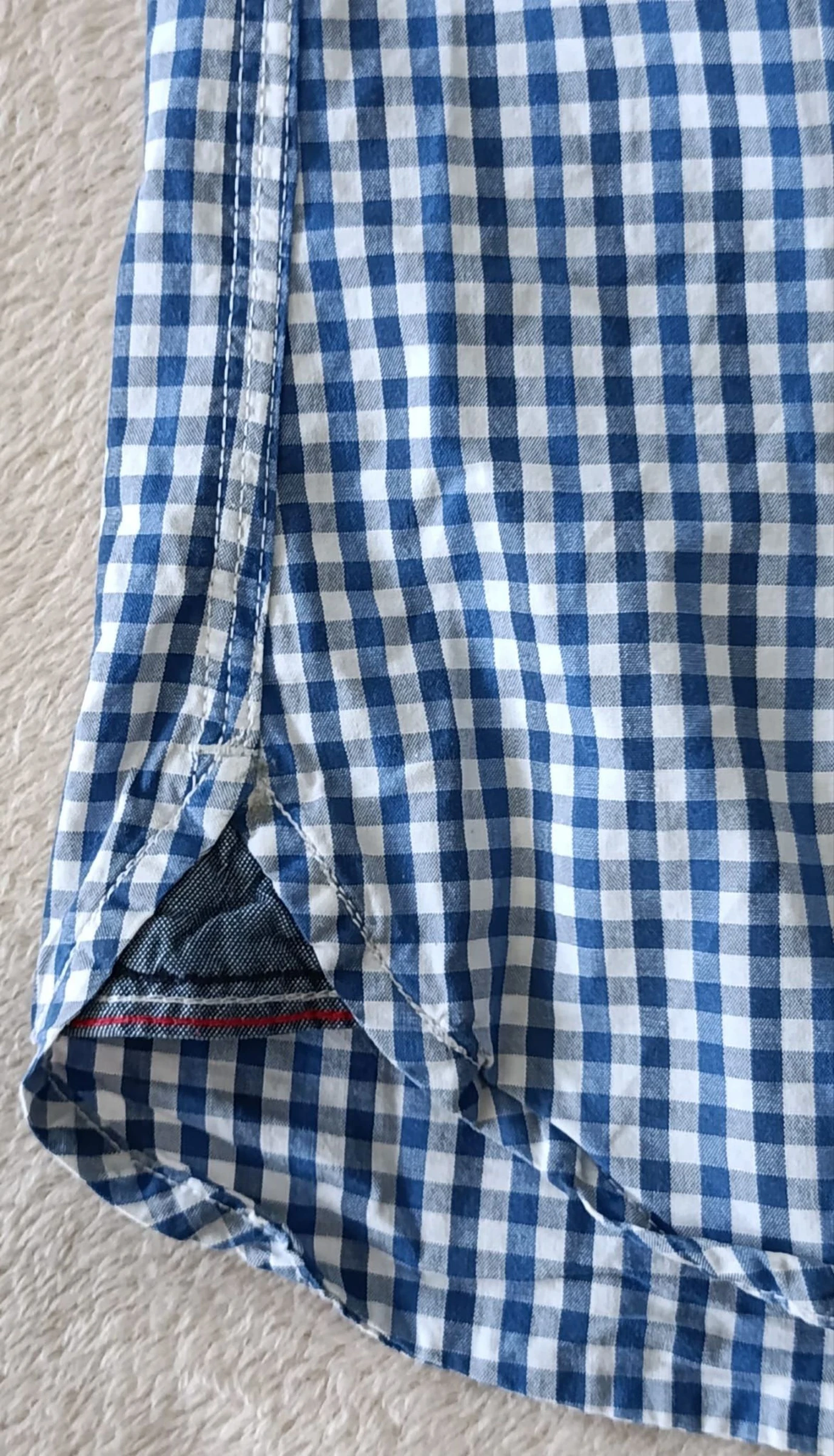 Camisa Tommy Jeans azul a cuadros blancos Logo bordado Talla M – photo 11